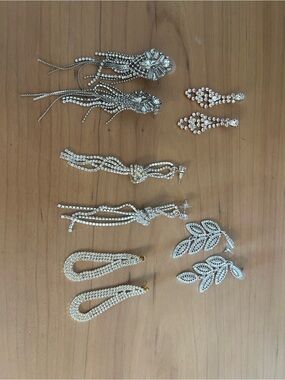 Rhinestone Statement Earring Bundle in Silver and Gold Tones